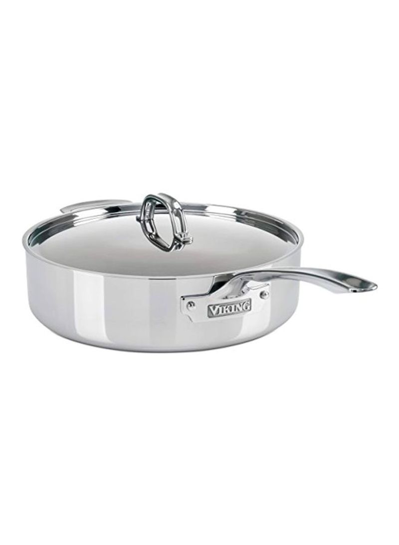 Stainless Steel Saute Pan With Lid Silver 22.7x12.2x5.9inch
