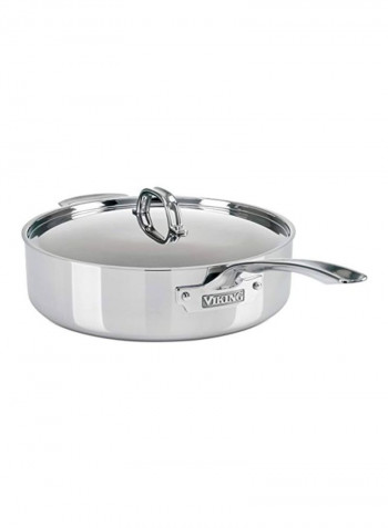 Stainless Steel Saute Pan With Lid Silver 22.7x12.2x5.9inch