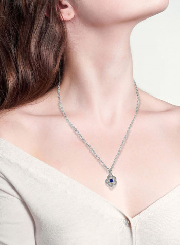 0.29 Ct Floral Design Sapphire Diamond Pendant White Gold