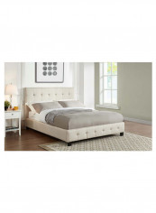 Blind Tufted Bed With Mattress Beige 200 x 200centimeter