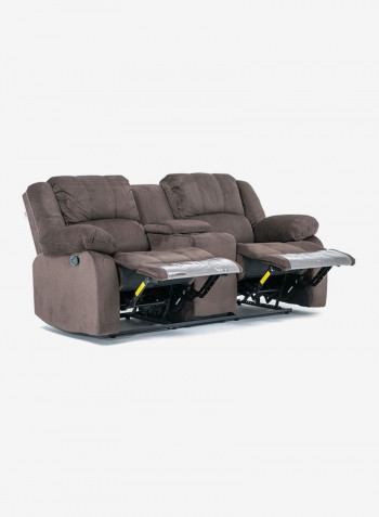 Terrence 2 Seater Fabric Recliner With Console And Storage Chocolate L 190 X W 94 X H 97cm