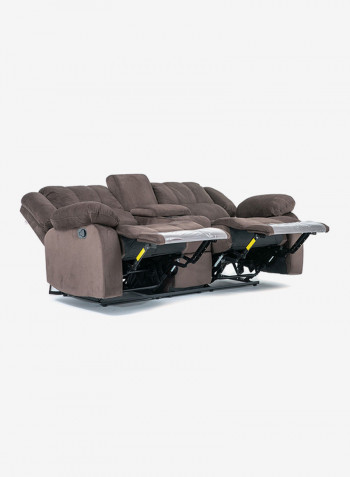 Terrence 2 Seater Fabric Recliner With Console And Storage Chocolate L 190 X W 94 X H 97cm