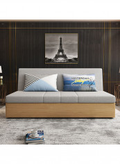 Foldable Sofa Bed With Storage Light Grey/Brown