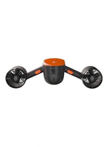 Underwater Sea Scooter with Action Camera Mount Dual Motors Max Depth 98FT 60min 4mph Water Sports Swimming Pool Diving Black & orange 60.00*19.00*34.00cm