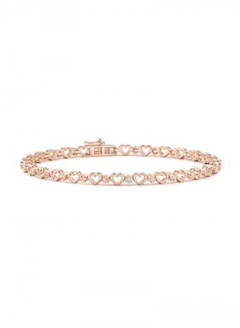 18 Karat Rose Gold Diamond And Heart Stackable Bracelet