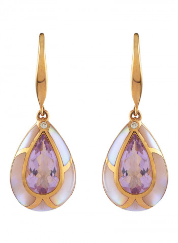 Amethyst Pear Shape Earrings Gold