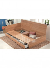 3-Drawer Storage Bed Without Mattress Beige Super King