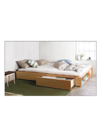 Storage Bed With Mattress Beige 200 x 200centimeter
