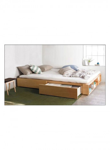 Storage Bed With Mattress Beige 200 x 200centimeter
