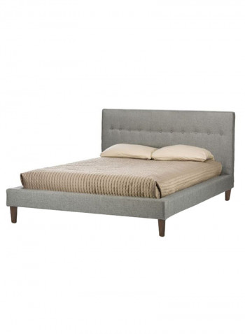 Lily Modern Button Tufted Platform Bed With Mattress Grey 200 x 200centimeter