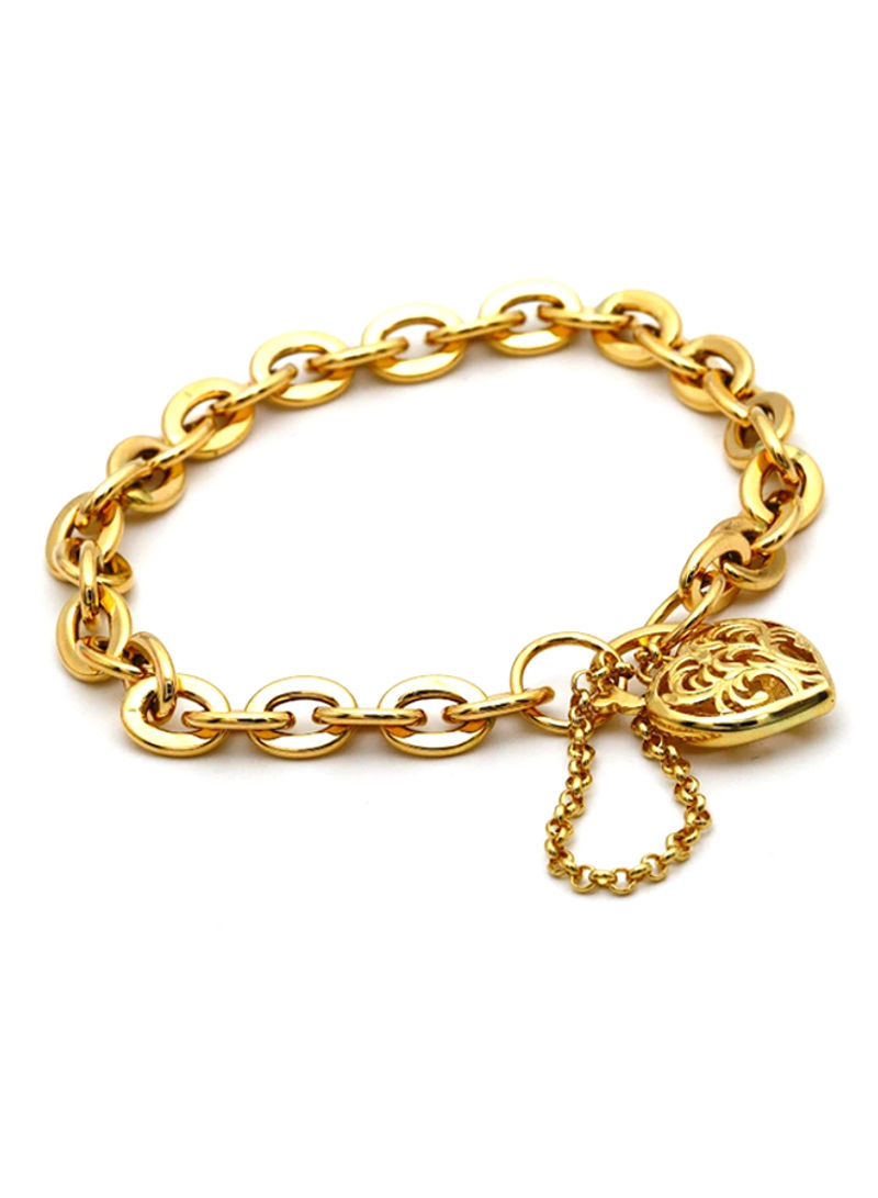 18K Gold Heart Lock Bracelet