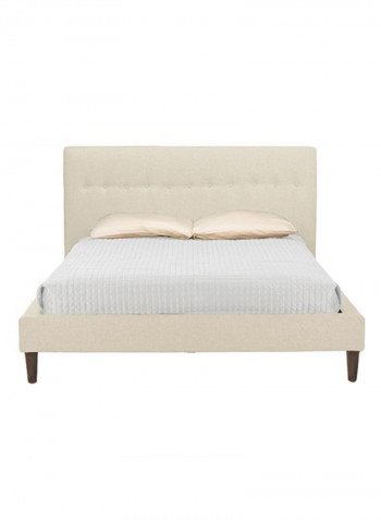 Lily Modern Button Tufted Platform Bed With Mattress Beige 200 x 200centimeter