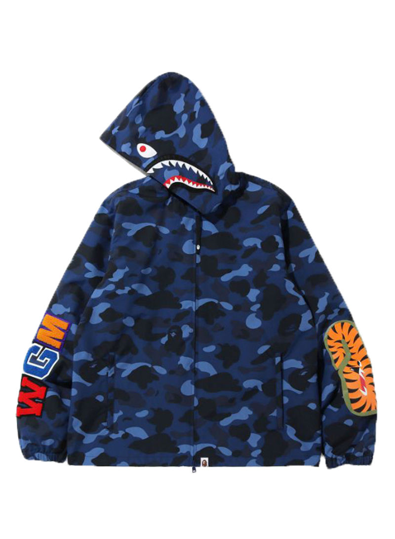 Colour Camo Shark Hoodie Jacket Navy Blue