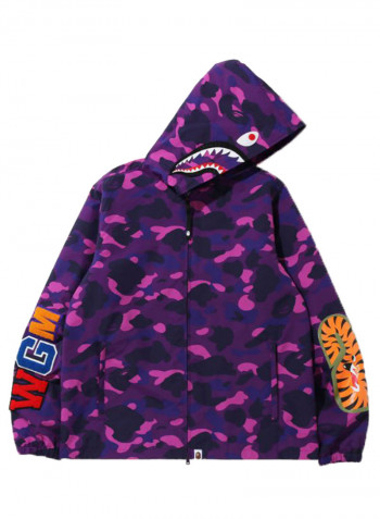 Colour Camo Shark Hoodie Jacket Purple/Blue