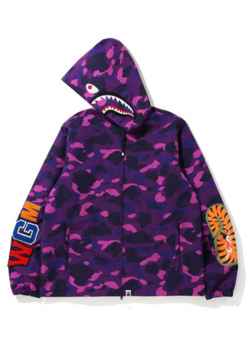 Colour Camo Shark Hoodie Jacket Purple/Blue