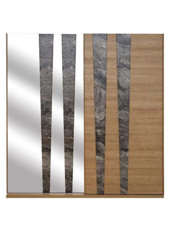 Alfano Double Door Sliding Wardrobe Brown/Silver/Black
