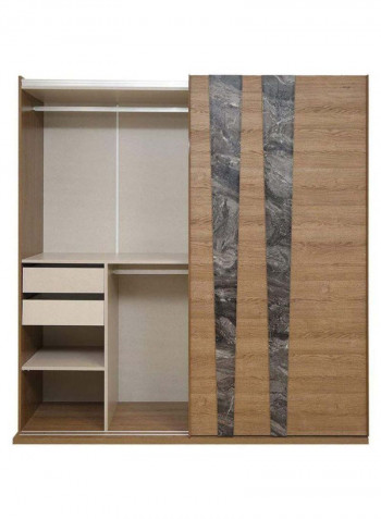 Alfano Double Door Sliding Wardrobe Brown/Silver/Black
