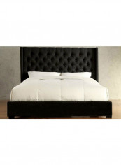 Skyline Wingback Tufted Bed Frame With Mattress Black/White Queen