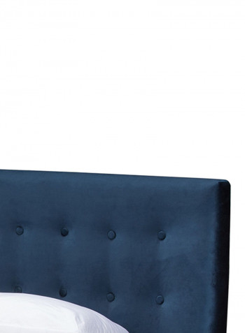 Modern and Contemporary Button Tufted Platform Bed With Mattress Navy Blue/White King