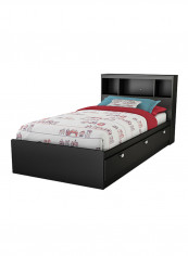 Spark Twin Mates Bed With Mattress Black/White Super King