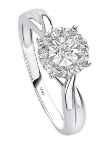 18K White Gold Diamond Studded Band Ring