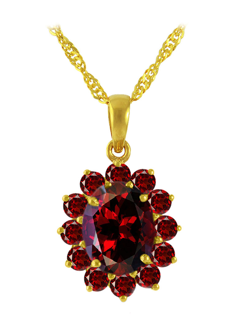 18 Karat Gold Garnet Pendant Necklace