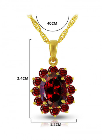 18 Karat Gold Garnet Pendant Necklace
