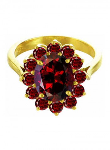 18 Karat Gold Garnet Studded Ring