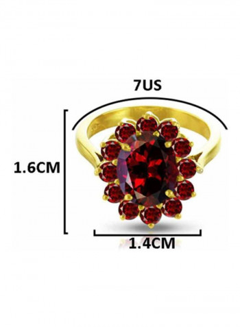 18 Karat Gold Garnet Studded Ring