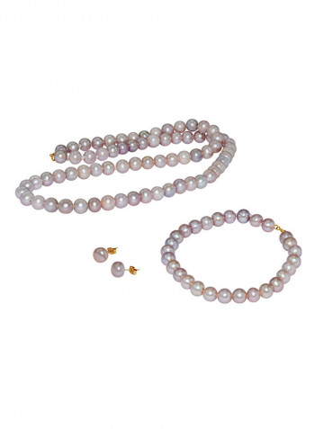 18K Gold Pearl Strand Jewellery Set