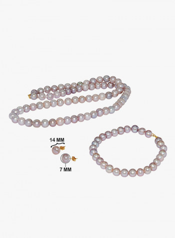 18K Gold Pearl Strand Jewellery Set