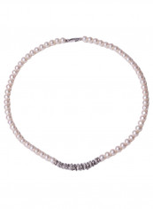 18K White Gold Freshwater Pearl With Diamond Necklace