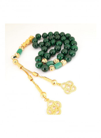 THE EMPRESS Natural Malachite Stone With Genuine Authentic Colombian Emerald 18k Gold Plated Beads. Exclusive Design Timeless Piece Of Art