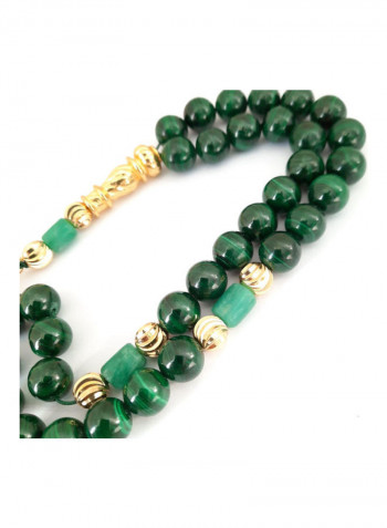 THE EMPRESS Natural Malachite Stone With Genuine Authentic Colombian Emerald 18k Gold Plated Beads. Exclusive Design Timeless Piece Of Art