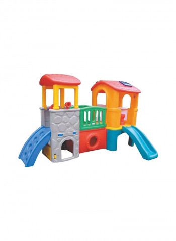 Twin Tower Playhouse And Slide Set 16309 300x 185x 125centimeter