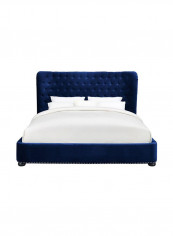 Philly Linen Super King Bed Frame Without Mattress Blue 200x200cm
