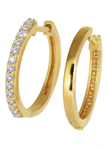 Yellow Gold 0.25 Carat Diamond Embellished Hoops Earrings