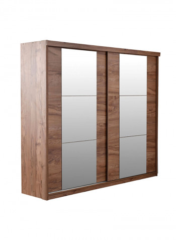 Haris Sliding Door Wardrobe With Mirror Brown 277x220x62cm
