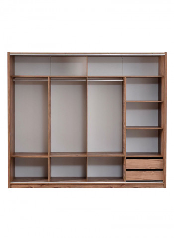 Haris Sliding Door Wardrobe With Mirror Brown 277x220x62cm