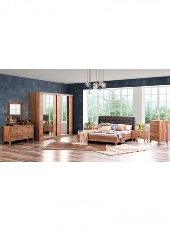 Haris Sliding Door Wardrobe With Mirror Brown 277x220x62cm