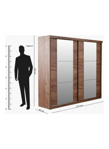Haris Sliding Door Wardrobe With Mirror Brown 277x220x62cm