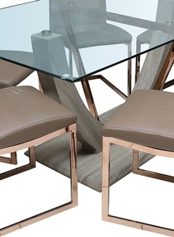 7-Piece Lisly Dining Set Brown/Clear