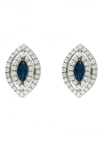 18 Karat White Gold 0.31Ct Sapphire And 0.27Ct Diamond Studded Stud Earrings