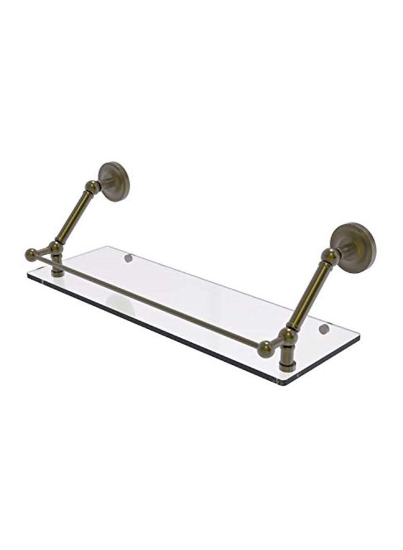 Wall Mounted Glass Shelf With Gallery Rail Antique Brass/Clear 24inch