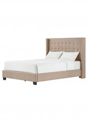 Melina Tufted Wingback Bed With Mattress Beige 180 x 200centimeter