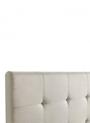 Upholstered Blind Tufted Bed With Mattress Beige/White Super King