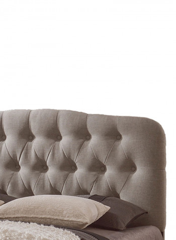 Craik Contemporary King Button Tufted Bed With Mattress Beige/Blue King