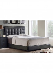 Lusso Tufted Faux Leather Bed With Mattress Black/Brown King