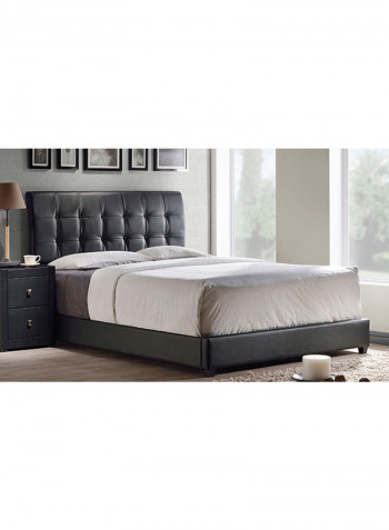 Lusso Tufted Faux Leather Bed With Mattress Black/Brown King