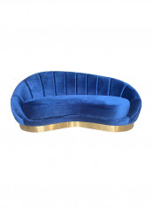 2 Seater Valenciaga Fabric Sofa Blue/Gold 200x98x84cm